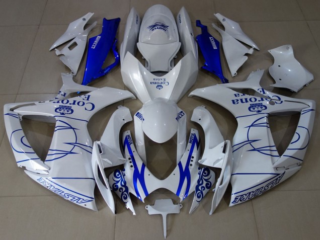 Carenagens Moto Suzuki GSXR 600 / GSXR 750 2006-2007 - Branco Azul Corona Alstare