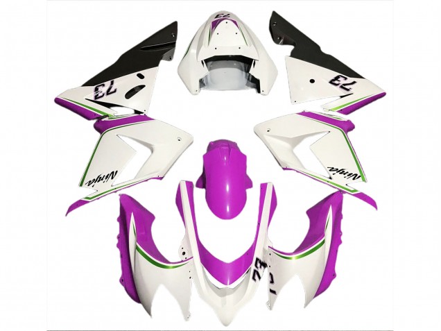Carenagens Moto Kawasaki ZX10R 2004-2005 - Branco Brilhante Rosa