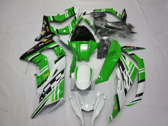 Carenagens Moto Kawasaki ZX10R 2011-2015 - Branco Verde Amarelo Preto Maxxis Dunlop