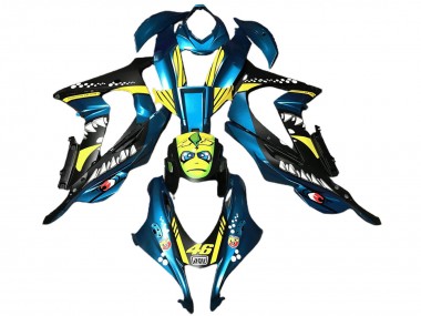 Kit Carenagens Moto Kawasaki ZX10R 2016-2020 - Azul Claro Amarelo Tubarão