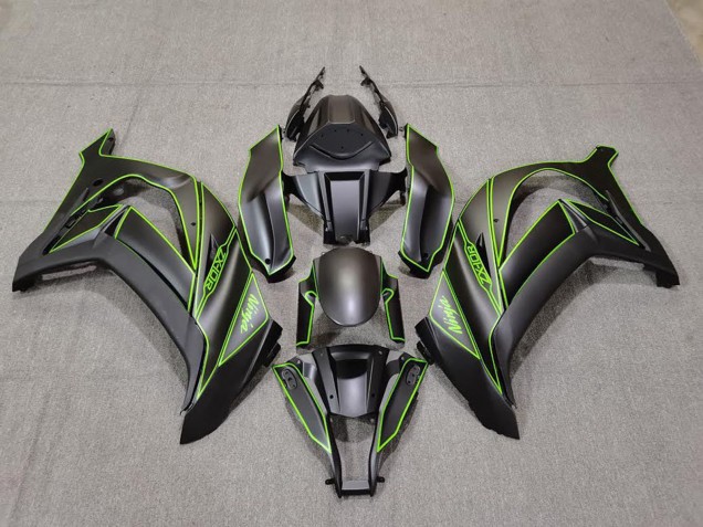 Carenagens Moto Kawasaki ZX10R 2011-2015 - Preto Fosco Verde Linha