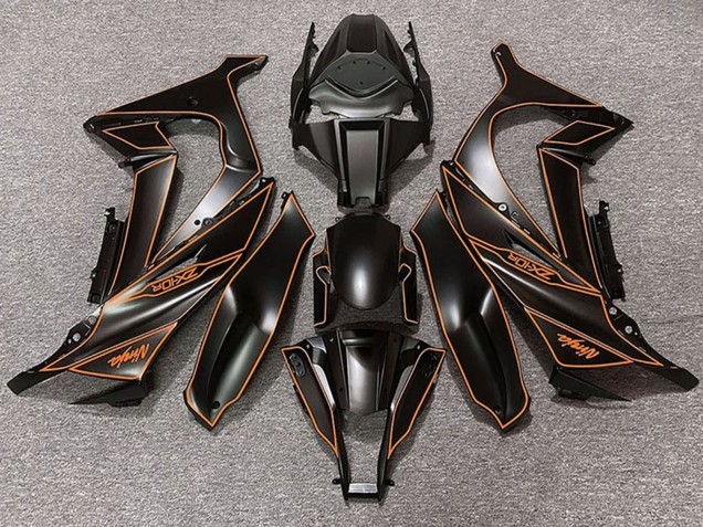 Carenagens Moto Kawasaki ZX10R 2011-2015 - Preto Fosco Laranja Linha