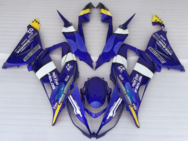 Carenagens Moto Kawasaki ZX6R 2013-2018 - Azul Branco Amarelo Trick Star Bridgestone