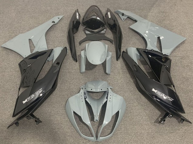 Carenagens Moto Kawasaki ZX6R 2009-2012 - Cinzento Preto Brilhante