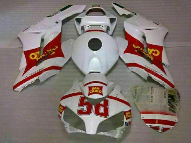Carenagens Moto Honda CBR1000RR 2004-2005 - Branco Vermelho Amarelo San Carlo 58