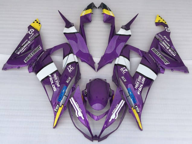 Carenagens Moto Kawasaki ZX6R 2013-2018 - Roxo Amarelo Branco Azul