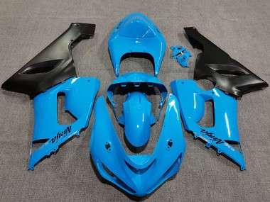 Carenagens Moto Kawasaki ZX6R 2005-2006 - Azul Vibrante Preto Fosco