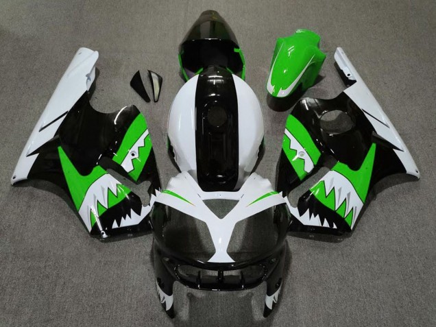 Carenagens Moto Kawasaki ZX12R 2002-2006 - Verde Preto Branco Tubarão