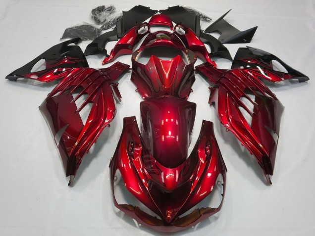 Carenagem Moto Kawasaki ZX14R 2012-2024 - Vermelho Preto Brilhante
