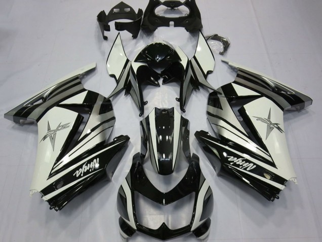 Carenagens Moto Kawasaki Ninja 250 2008-2012 - Branco Prata Estrela Preto Brilhante