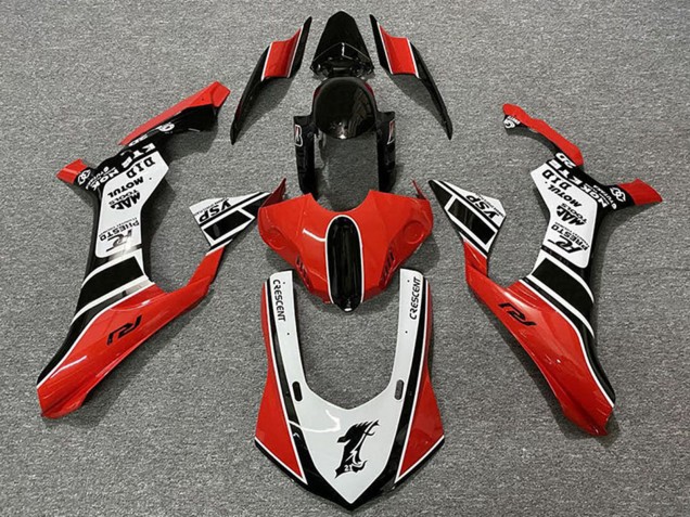 Carenagens Moto Yamaha R1 2015-2019 - Branco Vermelho Preto Brilhante Motul YSP