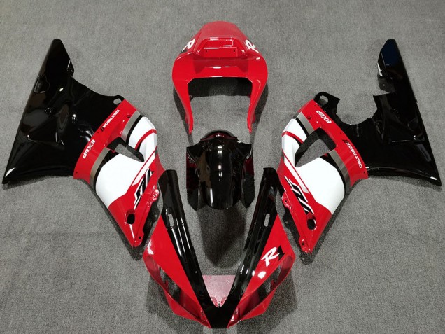 Carenagens Moto Yamaha R1 2000-2001 - Vermelho Branco Preto Brilhante