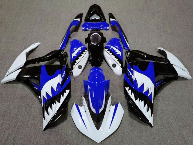 Carenagens Moto Yamaha R3 2015-2018 - Branco Azul Preto Tubarão