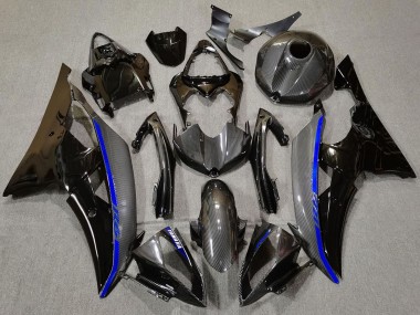 Carenagens Moto Yamaha R6 2008-2016 - Preto Brilhante Fibra de Carbono Estilo Azul