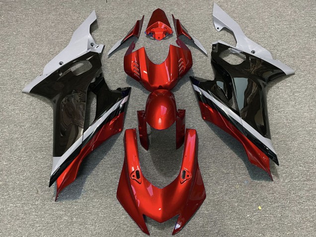 Carenagens Moto Yamaha R6 2017-2023 - Cinzento Vermelho Preto Brilhante