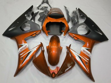 Carenagens Moto Yamaha R6 2003-2004 - Laranja Branco Preto Fosco