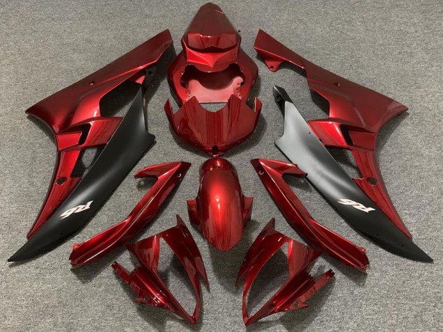 Carenagens Moto Yamaha R6 2006-2007 - Vermelho Preto Fosco