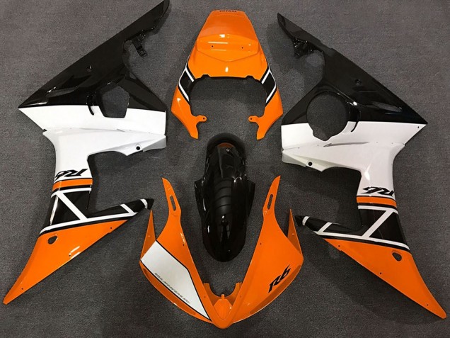 Carenagens Moto Yamaha R6 2003-2004 - Laranja Branco Preto Brilhante