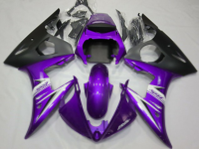Carenagens Moto Yamaha R6 2003-2004 - Roxo Branco Preto Fosco