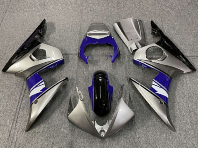 Carenagens Moto Yamaha R6 2003-2004 - Prata Azul Preto Brilhante