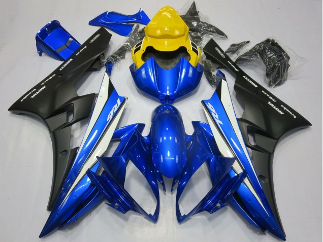 Carenagens Moto Yamaha R6 2006-2007 - Amarelo Azul Branco Preto Fosco Motul