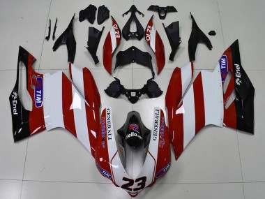Carenagens Moto Ducati 959 1299 2015-2020 - Branco Vermelho Preto Brilhante Generali Tim 23