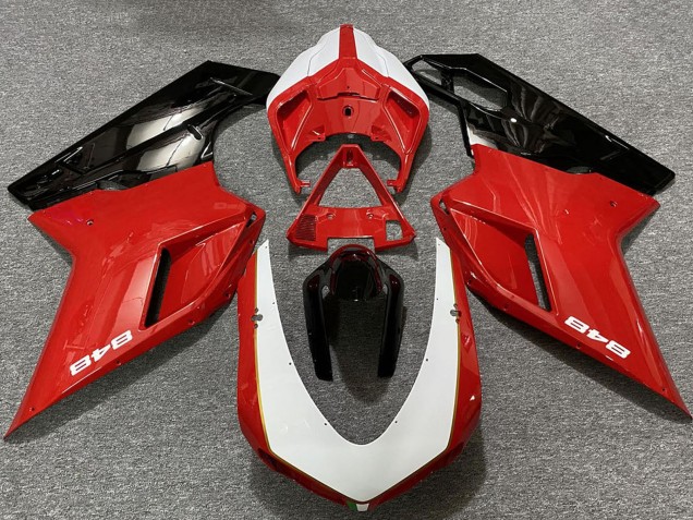 Carenagens Moto Ducati 848 2007-2014 - Branco Vermelho Preto Brilhante