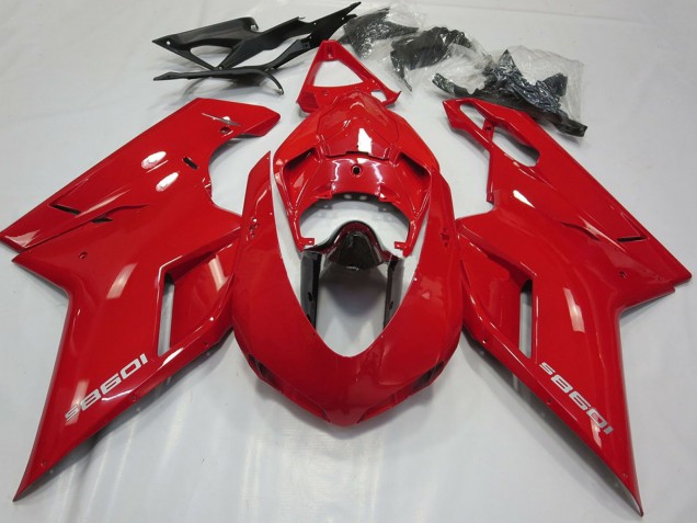 Carenagens Moto Ducati 1098 2007-2014 - Vermelho Brilhante Preto Brilhante