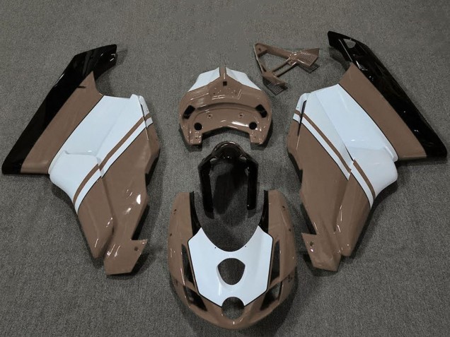 Carenagens Moto Ducati 749 999 2003-2004 - Branco Brown Preto Brilhante