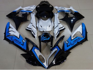 Carenagens Moto BMW S1000RR 2009-2014 - Branco Azul Preto Brilhante Alpha