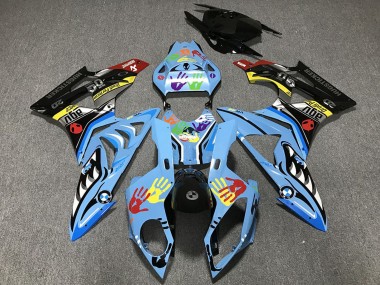 Carenagens Moto BMW S1000RR 2009-2014 - Azul Claro Preto Tubarão Hands