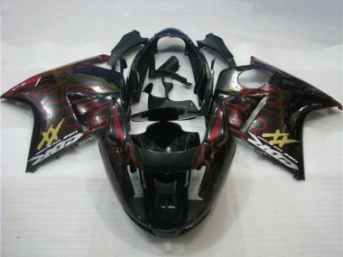 Kit Carenagens Moto Honda CBR1100XX Blackbird 1996-2007 - Preto Brilhante Vermelho Chama