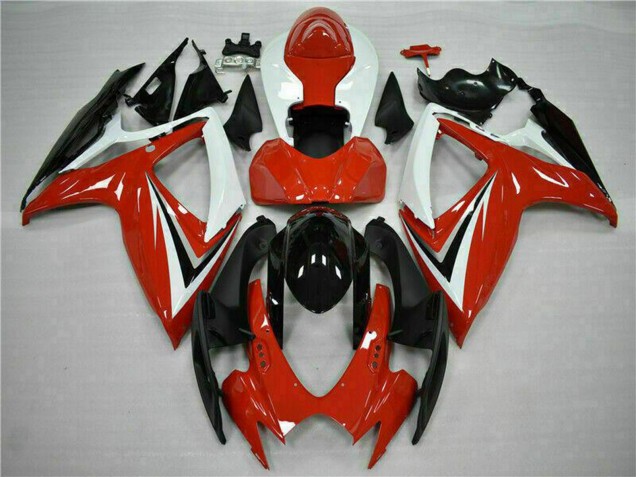 Carenagens Moto Suzuki GSXR 600/750 2006-2007 - Branco Vermelho Preto Brilhante Listra
