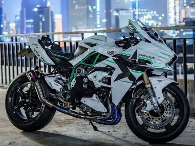 Carenagens Moto Kawasaki Ninja H2 2015-2022 - Branco Verde Linha