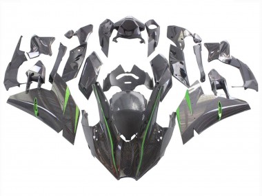 Carenagens Moto Kawasaki Ninja H2 2015-2022 - Preto Fibra de Carbono Verde