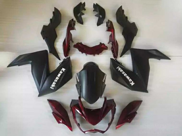 Carenagens Moto Kawasaki Z250/Z300 2015-2016 - Preto Fosco Vermelho Castanho