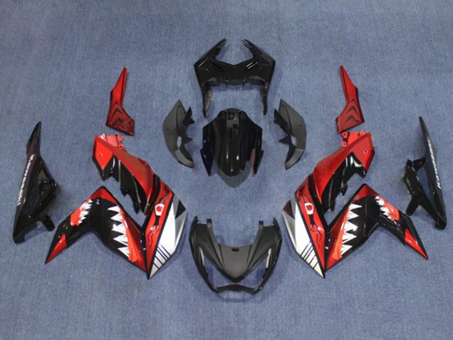 Carenagens Moto Kawasaki Z250/Z300 2015-2016 - Vermelho Branco Preto Brilhante Tubarão