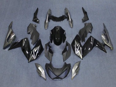Carenagens Moto Kawasaki Z250/Z300 2015-2016 - Preto Brilhante Prata
