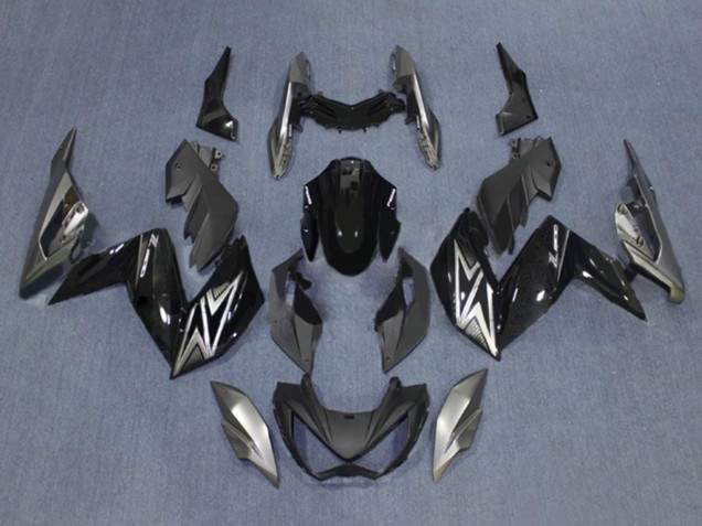 Carenagens Moto Kawasaki Z250/Z300 2015-2016 - Preto Brilhante Prata