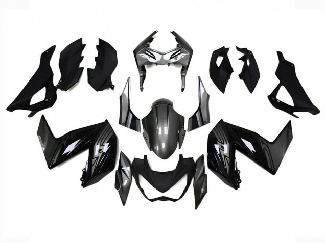 Carenagens Moto Kawasaki Z250/Z300 2015-2016 - Preto Brilhante Cinzento