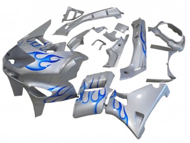 Carenagens Moto Kawasaki ZZR600 1998-2003 - Branco Azul Chama