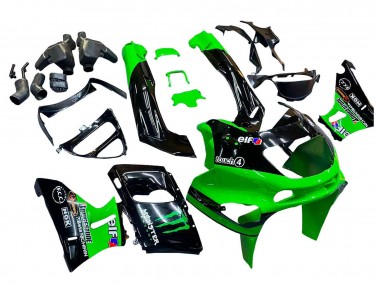 Carenagens Moto Kawasaki ZZR600 1998-2003 - Verde Preto Monstro Elf