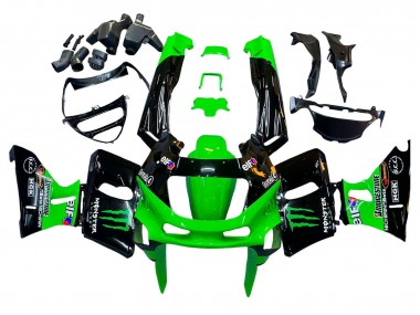 Carenagens Moto Kawasaki ZZR600 1998-2003 - Verde Preto Monstro Elf