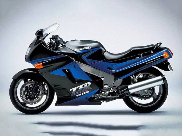 Carenagens Moto Kawasaki ZZR1100 1990-1992 - Azul Preto Brilhante