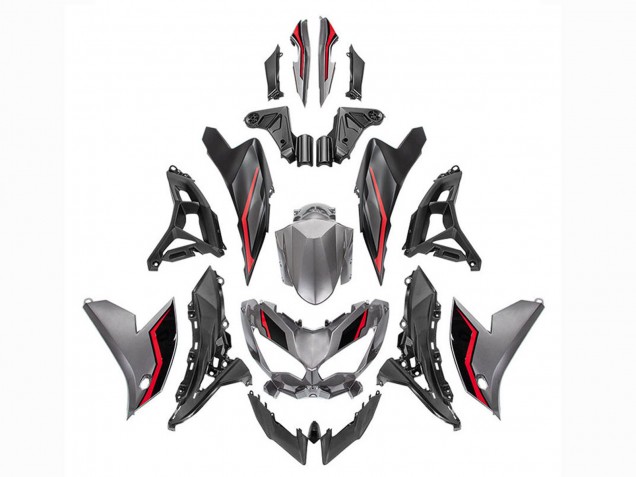 Carenagens Moto Kawasaki Versys 650 2022-2025 - Cinzento Vermelho Preto