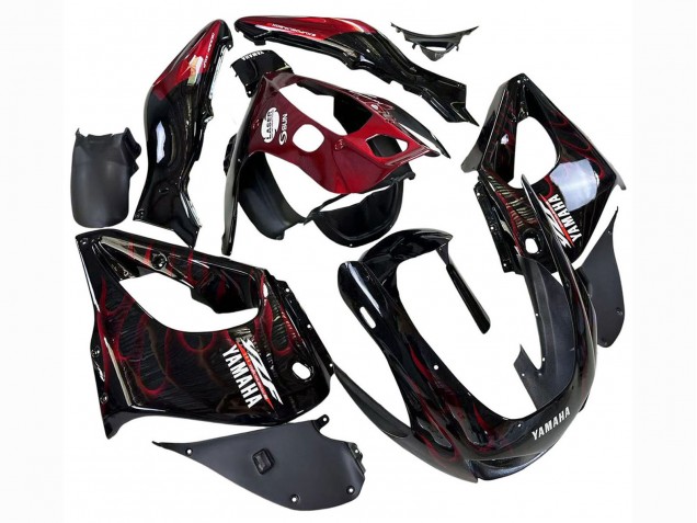 Carenagens Moto Yamaha YZF 1000R Thunderace 1997-2007 - Preto Vermelho Escuro Chama