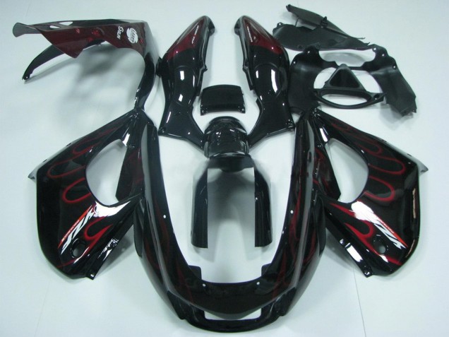 Carenagem Moto Yamaha YZF 1000R Thunderace 1997-2007 - Preto Vermelho Chama