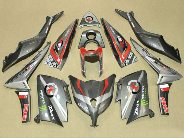 Carenagens Moto Yamaha TMAX530 2012-2014 - Cinzento Vermelho Monstro ENEOS