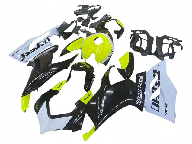 Carenagens Moto Ducati Panigale V2 2020-2024 - Branco Verde Limão Preto Brilhante Stein Dinse VR 46