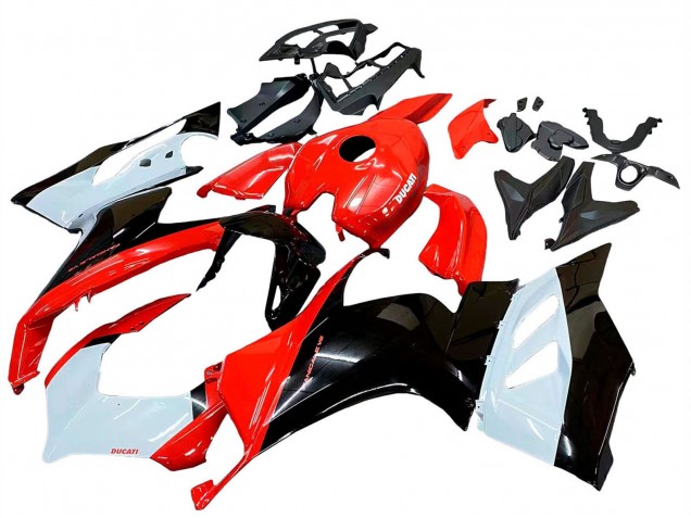 Kits Carenagem Moto Ducati Panigale V2 2020-2024 - Branco Vermelho Preto Brilhante